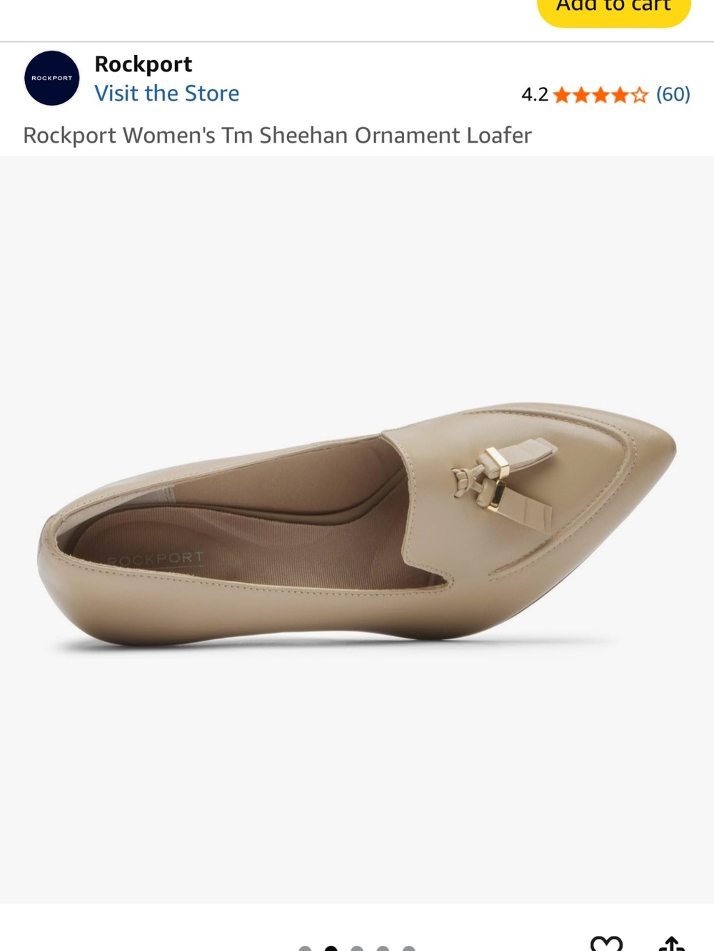 Rockport Taupe Pointed-Toe Tassel Loafer Pump - Picture 2 of 5